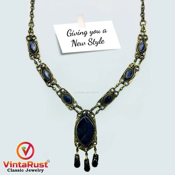 Tribal Light Weight Pendant Necklace, Boho Ethnic Stone Necklaces - Picture 3 of 5